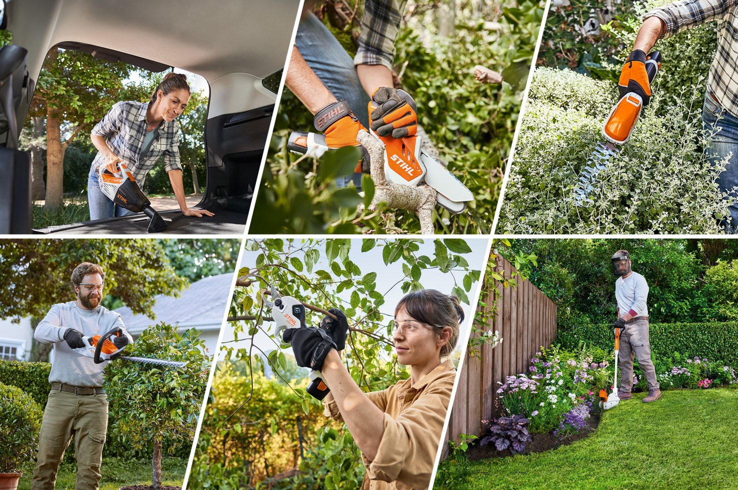 STIHL accugereedschap in gebruik in tuin en woonomgeving